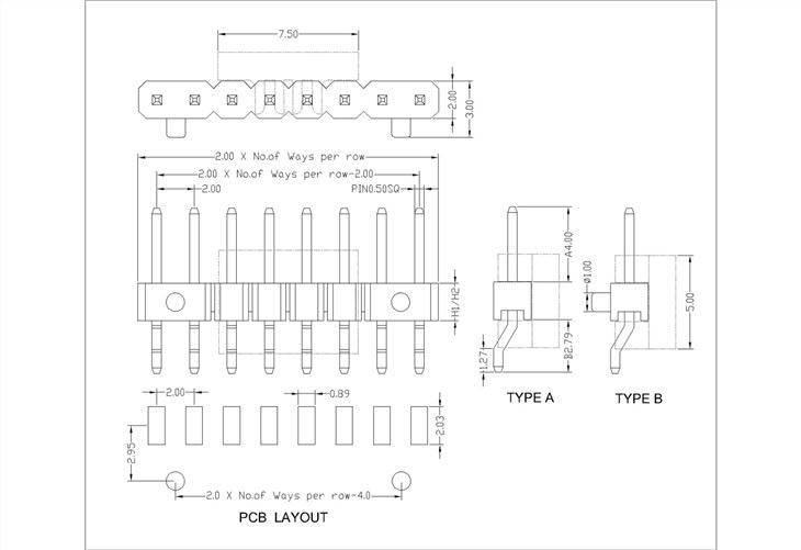 2.00mm Pin Header Single Row Angle SMT Type